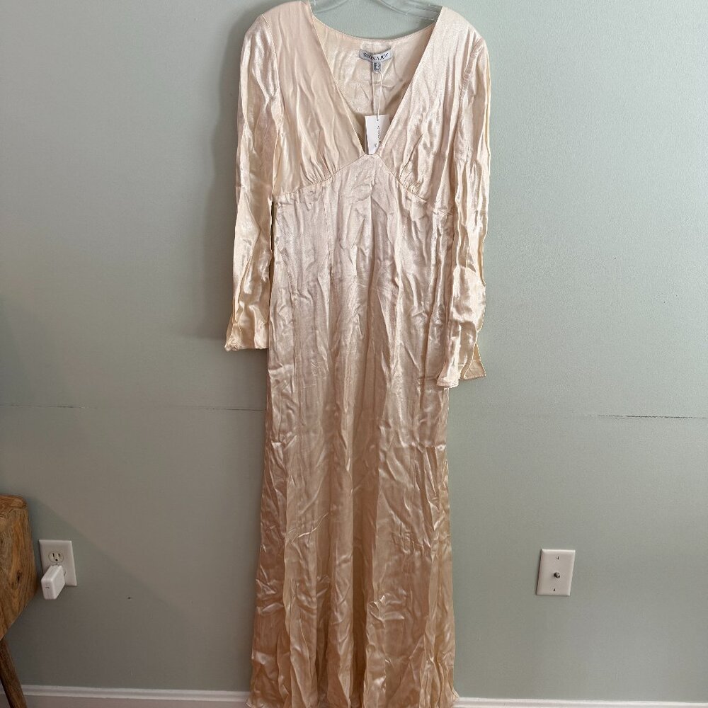 NEW SHONA JOY: la lune plunged panelled maxi dress - cream